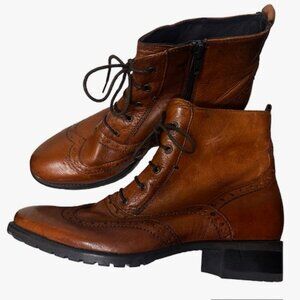 Jones Bootmaker Brown Leather Brogue Lace-Up Ankle Boots
